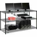 Nexel 3-Shelf Wire Computer LAN Workstation with Keyboard Tray, 60inW x 24inD x 34inH, Black 695376BK